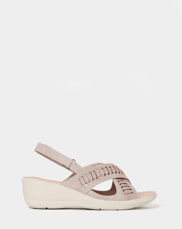 Cushion Walk Beige Woven Wedge Sandals - Wide Fit (E)