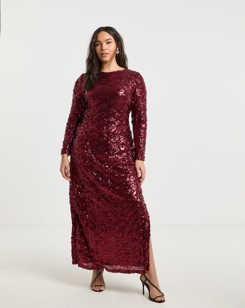 Lovedrobe All Over Sequin Maxi Dress With Thigh Split