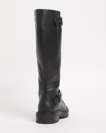 Eden Buckle Detail Knee High Boots - Wide Fit (E) & Super Curvy Calf
