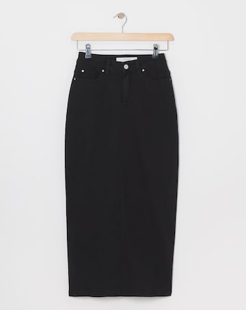 Black High Waist Super Soft Denim Maxi Skirt