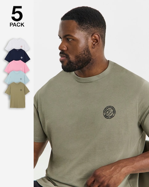 JACK & JONES Alliance Logo T-Shirt 5 Pack - Multi