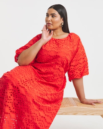 Joanna Hope Puff Sleeve Broderie Dress