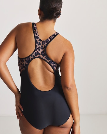 Sports Swimsuit Racer Back Black/Animal