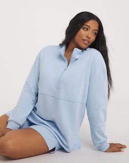 Three Quarter Zip Sweatshirt And Short Lounge Set
