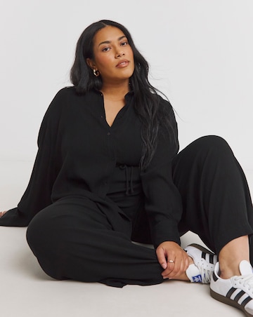 Simply Be Black Crinkle Shirt