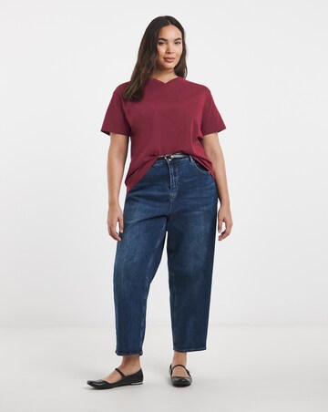 Burgundy & Rose 2 Pack High V Neck Slim Fit T-Shirts