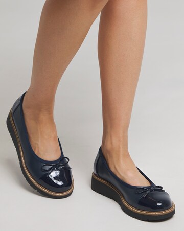 Heavenly Soles Josie Low Wedge Ballerina Shoe - Extra Wide Fit (EEE)