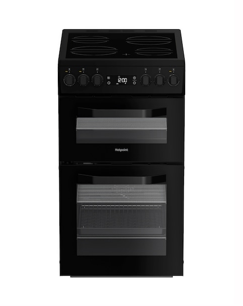 Hotpoint HDE5VDCB 50cm Electric Double Cooker with Ceramic Hob - Black