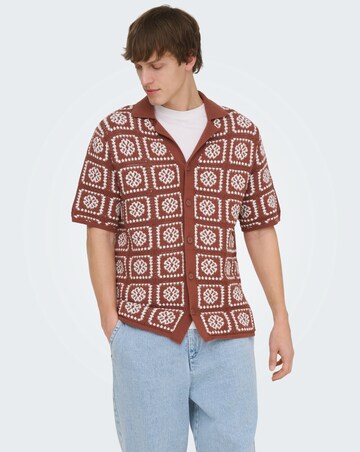 Only & Sons Bart Crochet Shirt - Rust