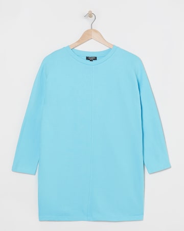 Turquoise 3/4 Sleeve Longline Sweatshirt