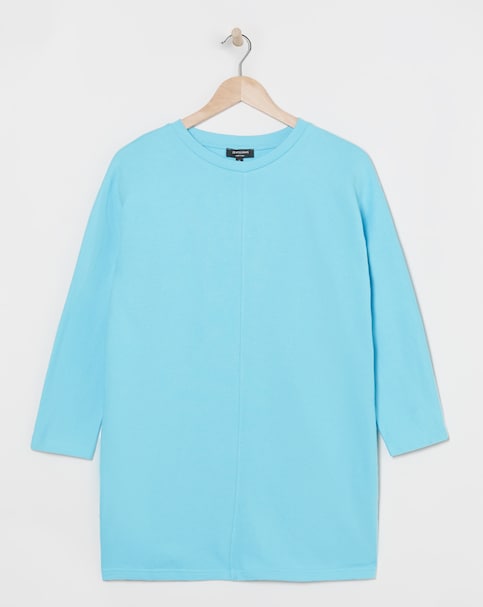 Turquoise 3/4 Sleeve Longline Sweatshirt