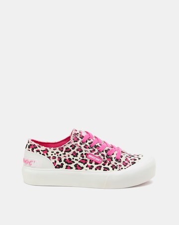 Rocket Dog Pink Leopard Jazzin Plus Lace Up Canvas Trainers