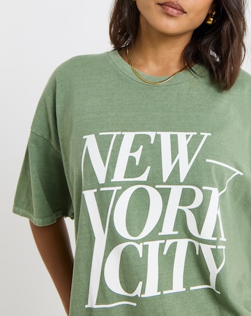 Khaki New York City Slogan T-Shirt