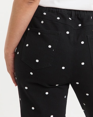 Simply Be Mono Embroidered Spot Denim Straight Leg Jeans