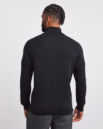 Black Cotton Roll Neck