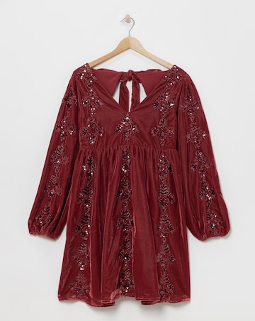 Maya Crushed Velvet Embellished Dress