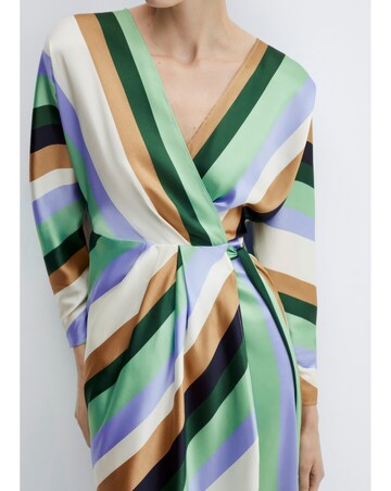 Mango Wrap Front Multi Stripe Verdi Dress