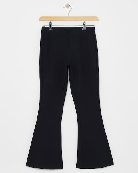 Black Flared Ponte Jersey Pull On Trouser