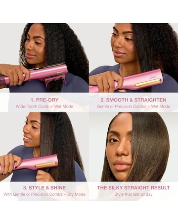 Shark SilkiPro Straight Hair Straightener + Dryer in One Tool HT401UKPK Pink