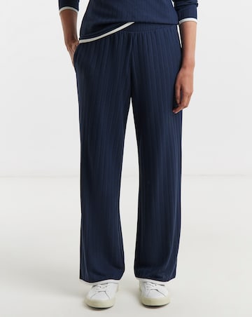 Contrast Edge Ribbed Wide Leg Joggers