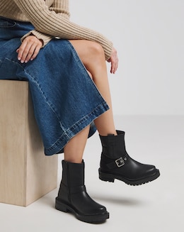 Vada Classic Multi Buckle Biker Boots - Extra Wide Fit (EEE)