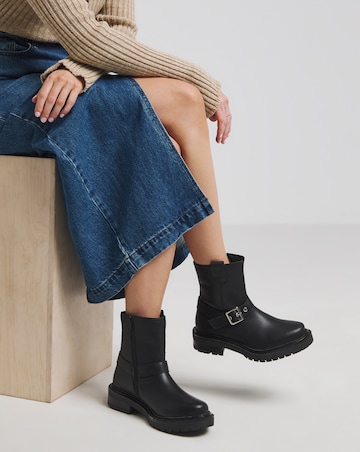 Vada Classic Multi Buckle Biker Boots Extra Wide EEE Fit