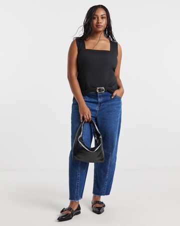 Black Double Layer Square Neck Vest