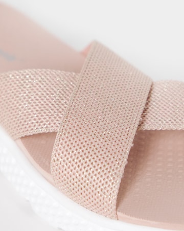 Cushion Walk Rose Gold Shimmer Glitter Crossover Sandals - Extra Wide Fit (EEE)