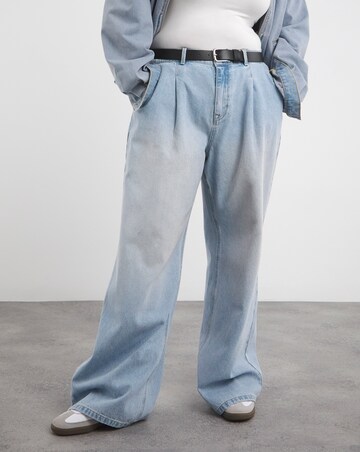 Pink Tint Pleat Detail Wide Leg Jean