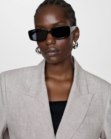 Mango Houndstood Linen Jacket Blazer