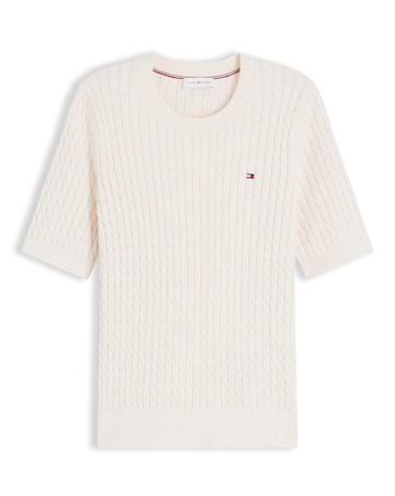 Tommy Hilfiger Cable Knit Short Sleeve Sweater