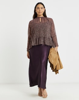Simply Be Plum Satin Maxi Skirt