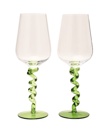 Raspberry Blossom Pair Of Wine Glasses With Wiggle Stems In A Giftbox