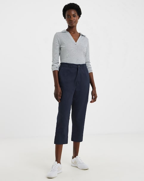 Navy Stretch Cropped Chino Trouser