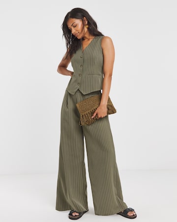 Khaki Pinstripe Tailored Co-ord Waistcoat