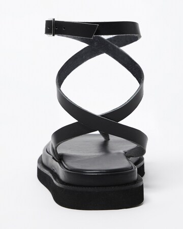 Trixie Leather Ankle Tie Square Toe Sandals Wide Fit