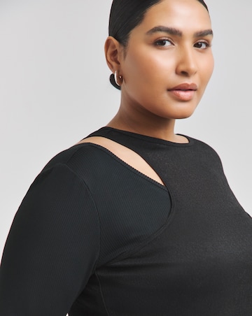Black 2 in 1 Knit Look Mesh Top