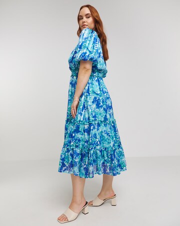 Lovedrobe Shirred Waist Puff sleeve Midi dress