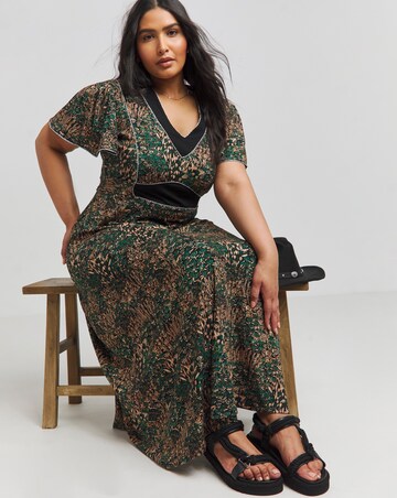 Joe Browns Jersey Contrast Floral V Neck Maxi Dress
