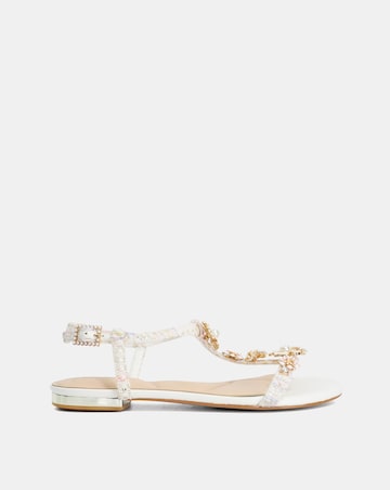 Dune Nature Embellished Flat Sandals - Wide Fit (E)