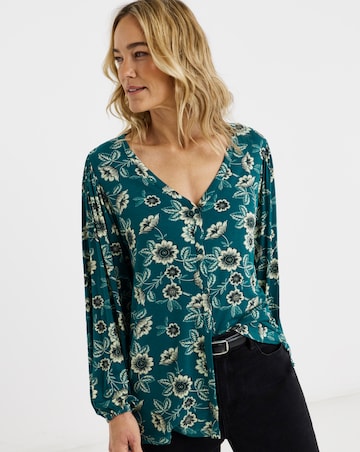 Button Front Long Sleeve Top