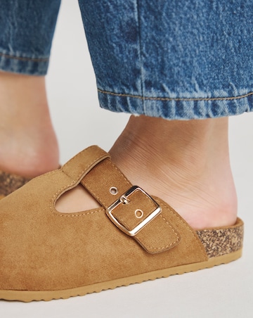 Valetta Buckle Closed Toe Cut Out Mules - Extra Wide Fit (EEE)