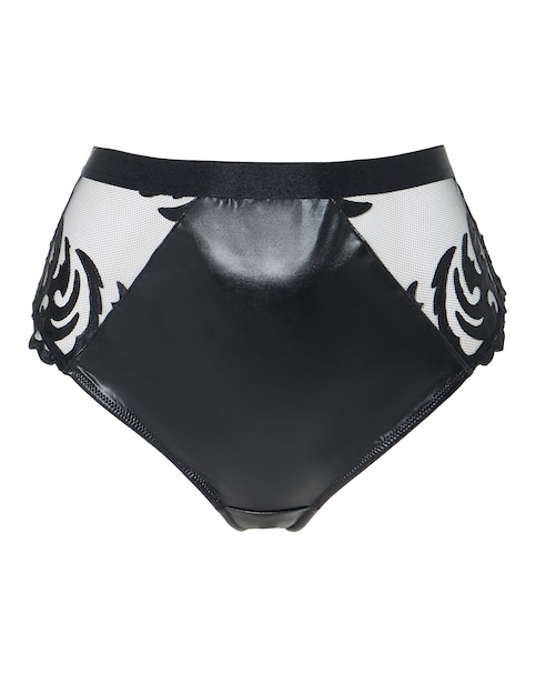 Figleaves Faux Leather Brazillian Brief - Black