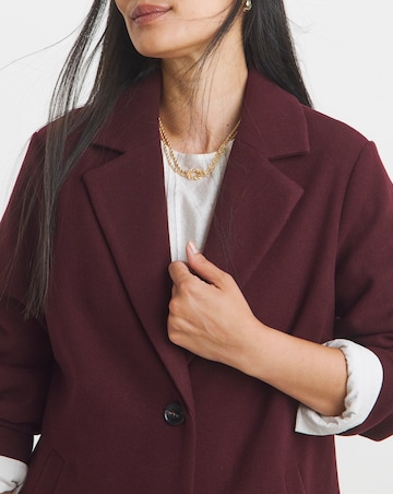 Wine Single Breasted Lined Coat