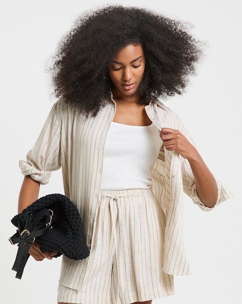 Simply Be Stripe Linen Mix Shirt