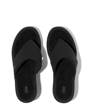 FitFlop Black Platforms Wedge Toe-Post Sandals - Standard Fit (D)