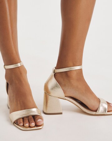 Rimona Metallic Barely There Block Heeled Sandals Wide E Fit