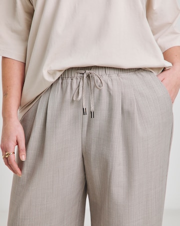 Taupe Pinstripe Wide Leg Trouser