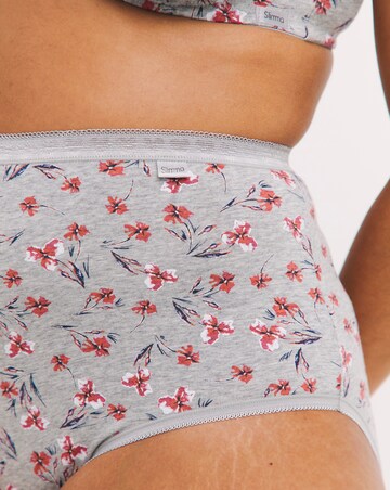 Slimma 4 Pack Cotton Full Brief Knickers - Grey Floral/Pink
