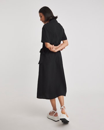 Black Wrap Midi Shirt Dress